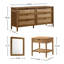 Ensemble de chambre à coucher 5 pièces en bois d'hévéa avec commode, miroir, table de chevet et commode Vichy