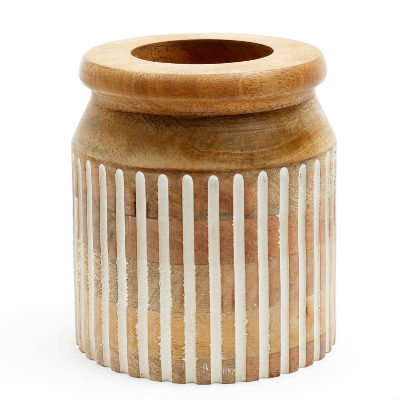 Vase en bois fait à la main, Brun