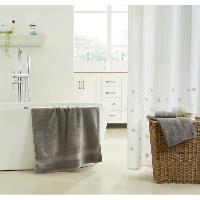 Ensemble de serviettes Splash 100% coton zéro torsion, serviettes de bain, essuie-mains et débarbouillettes, serviettes absorbantes douces 550 g / m² pour salle de bain, spa et usage quotidien, certifié OEKO-TEX, paquet de 4, gris