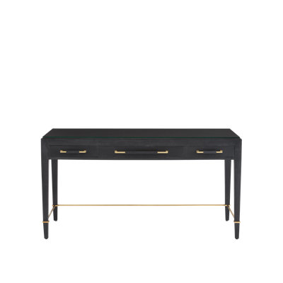Verona Glass Top Solid Wood Base Writing Desk