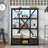 3-Shelf Metal Bookcase With Drawers For Home Office, Open Bookcase, Vintage Industrial Style Bookcase With LED-130284962