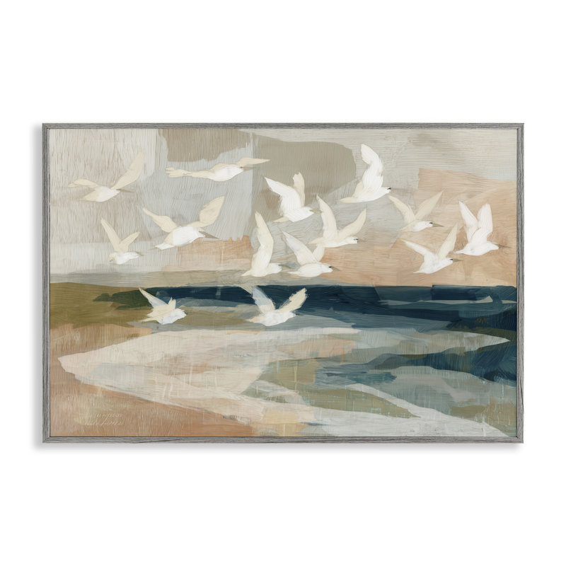 Oiseaux en vol au-dessus de l'eau, estampe numérique, design par Chromatique Tempête Studio, 12 x 18