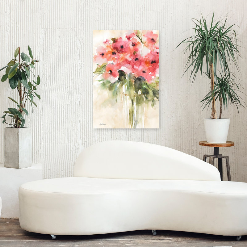 Décontracté Bouquet II contemporain et élégant, Hortensia moderne, pivoine, nature, art mural, 36" H x 24" W