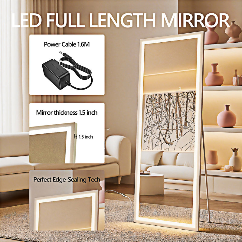 Full Length Mirror With Lights,Full Body Dressing Standing, 64.01" x 21.01"