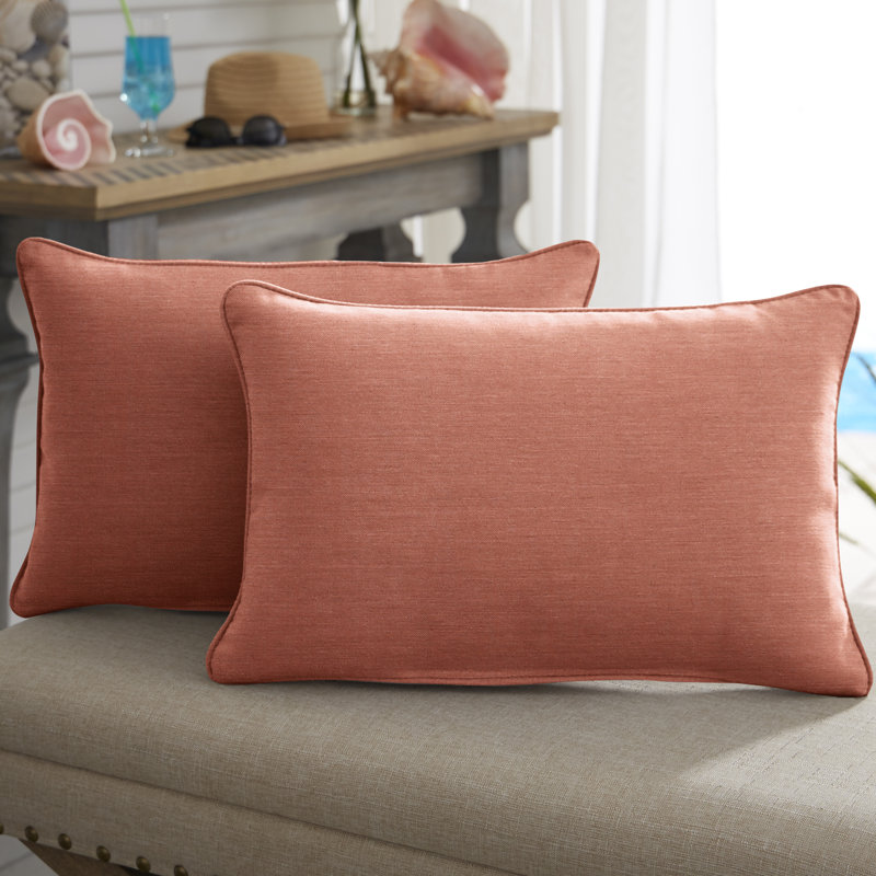 CC Sunbrella® Outdoor Reversible Throw Pillow, 12" x 18", Pink