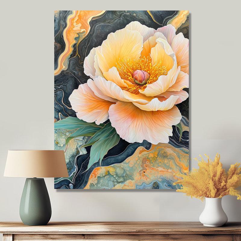 Radiant Dream Of Peony - décor floral en métal, impression de pivoine en métal, H 32 po x l 24 po x P 0,84 po