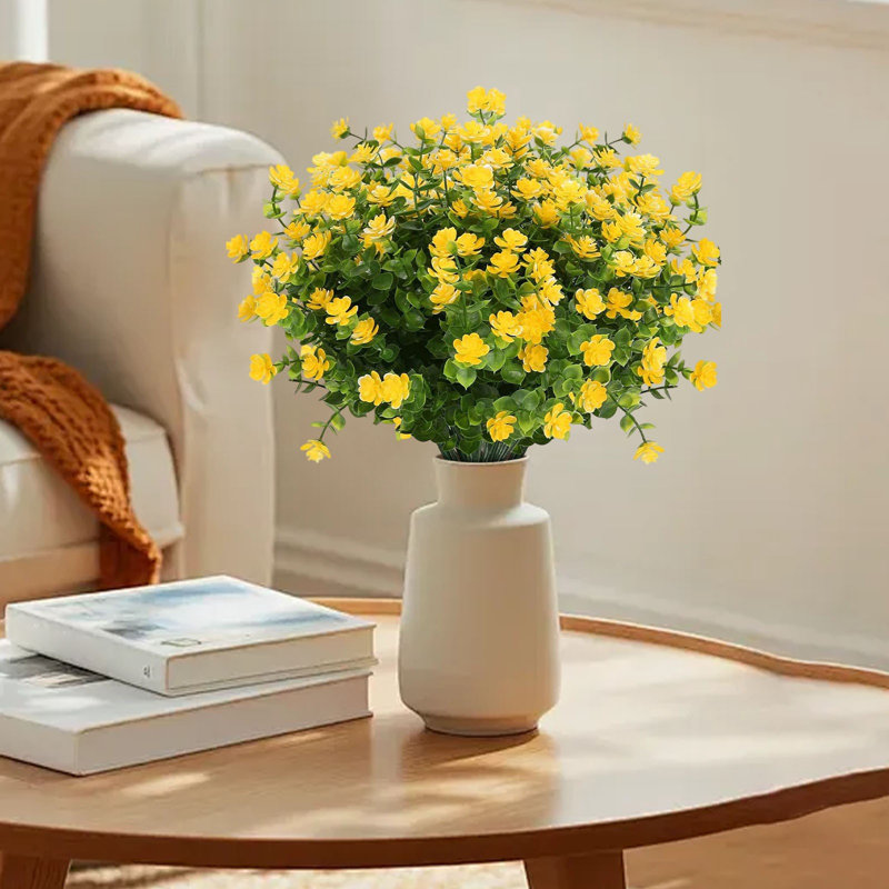 Fleurs artificielles kbndieu pour la décoration intérieure 6 branches Fleurs artificielles pour les plantes artificielles d'extérieur