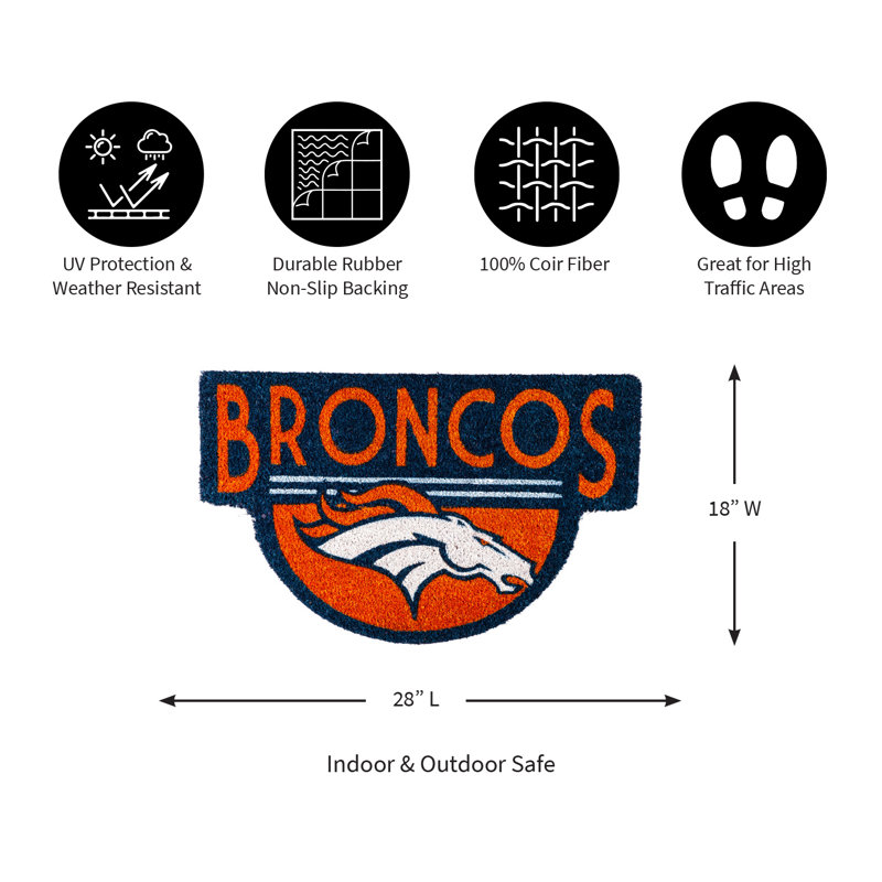 NFL Shaped Coir Outdoor Welcome Mat, Broncos