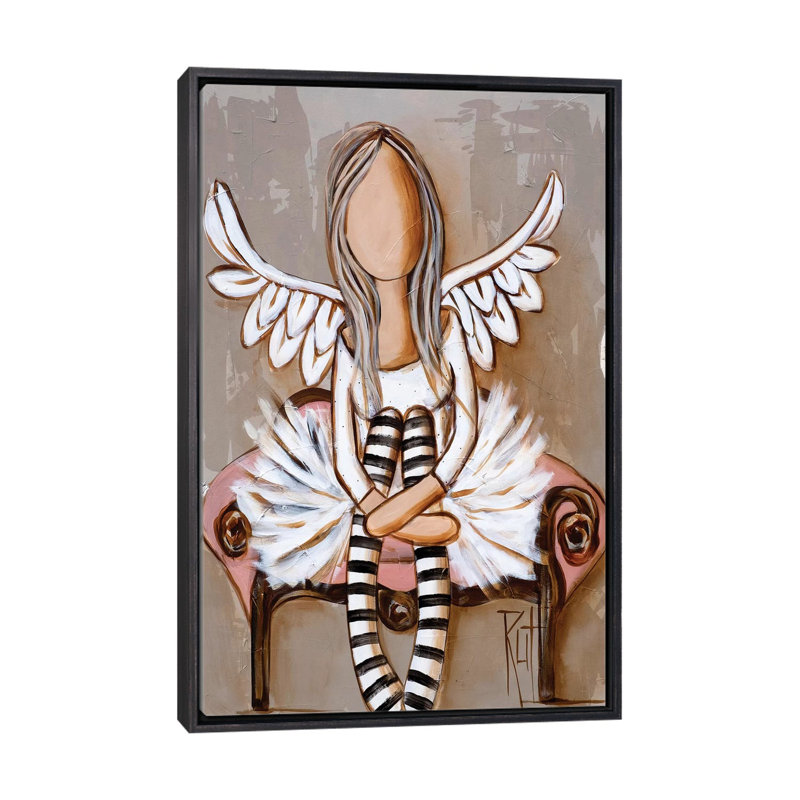 « Humble » par rut art Creations, reproduction d’art, H 26 po x l 18 po x 1,5 po, Toile avec cadre noir patiné, Pas de tapis