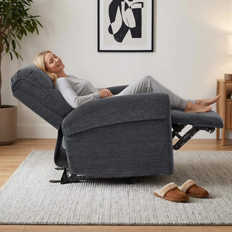 zero clearance recliner  Power Recliner Chair with Rolled Arm & USB-A/C Ports, Fabric, Dark Gery