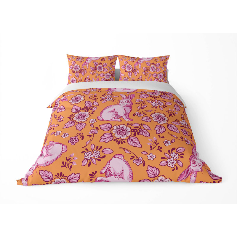 Ensemble d'édredon léger Bunny Toile, Édredon très grand + 2 taies décoratives très, Orange