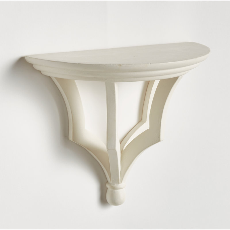 Gianinna Half-circle Mango Bracket Shelf, White, 7.75" H x 9.5" W x 4.75" D