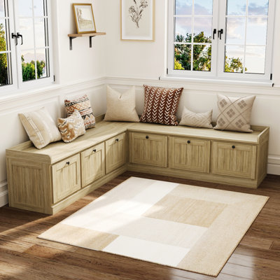 Banc de rangement en L avec rangement caché