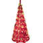 Arbre de Noël rouge de 6 pi avec design escamotable, 150 lumières DEL blanc chaud, 53 décorations, parfait pour les dortoirs des Fêtes, assemblage facile