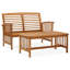 Ensemble de salon de jardin 2 pièces Kim avec banc et table basse en bois brun à lattes Kim