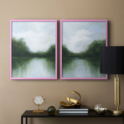 «Mossy Reflections I», reproduction encadrée de qualité supérieure - prête à être accrochée - aucun clou requis - aucun clou requis