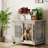 Dyako Dog Crate Furniture, Side End Table, Mordern Kennel, Wooden Heavy-duty Dog Cage, Dog House, Indoor End Table, Night Stand, w/Cushion and Wheels, Double-door, 3mm-5mm(dia) Iron Fence-394595144-340461270