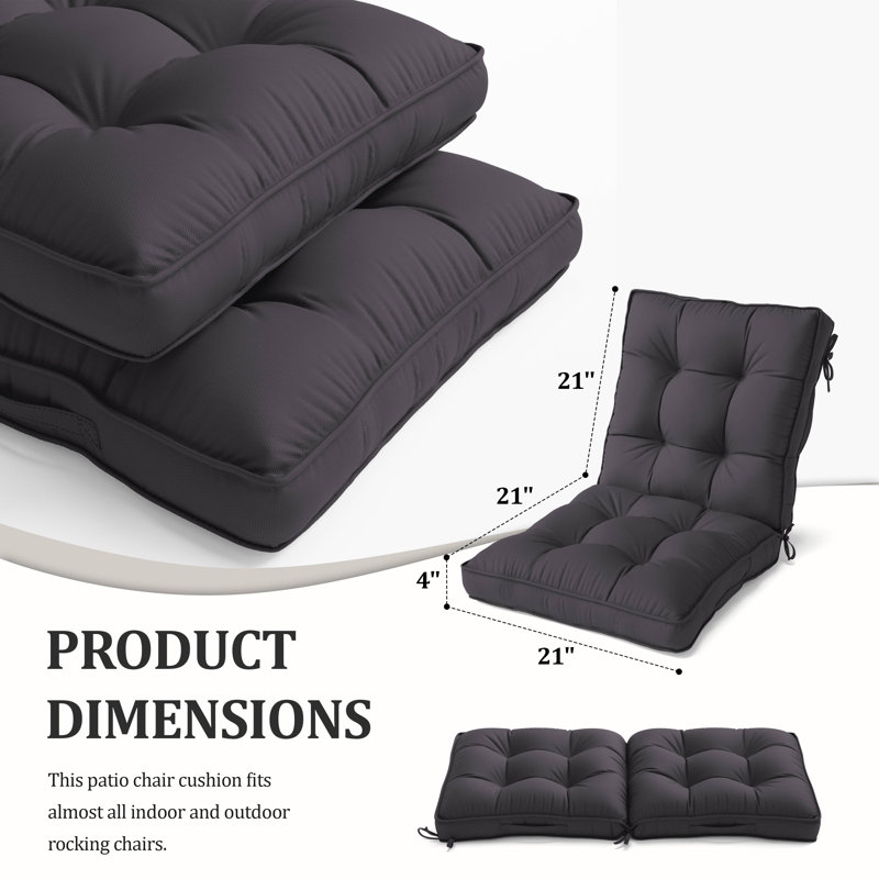 Outdoor/Indoor Seat / Back Cushion, Gray, 21” W x 21“ D 