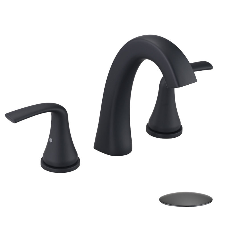 Harmony Widespread Bathroom Faucet 3 Hole, 2-handle Bathroom Sink Faucet With Drain Assembly, Matte Black