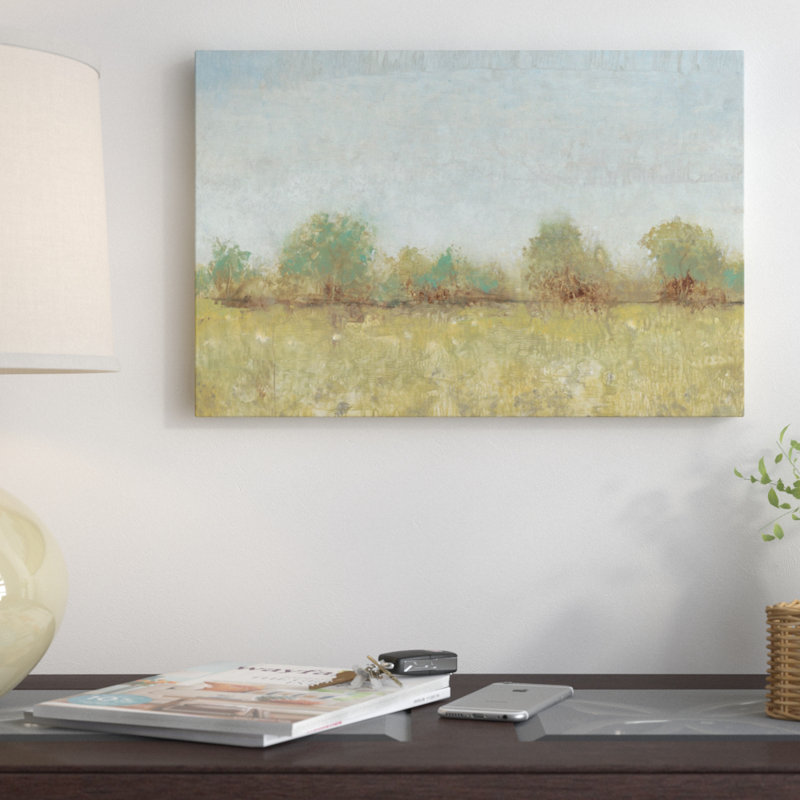 « spring field i », reproduction d’art sur toile tendue, H 18 po x l 26 po x P 1,5 po, Toile avec cadre noir, Pas de tapis