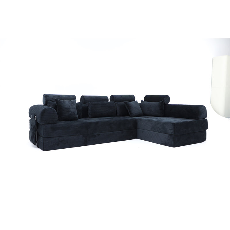 L Shape Modular Sectional Sofa, Black