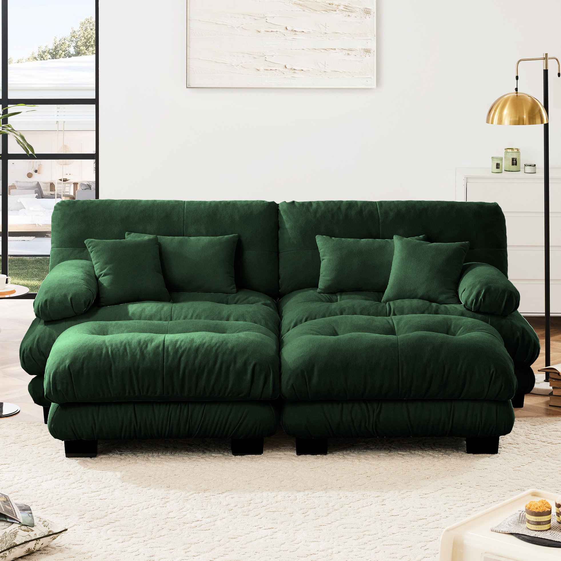 Hokku Designs Living Room Cloud Couch Sleeper In Chenille, 2 Seater ...