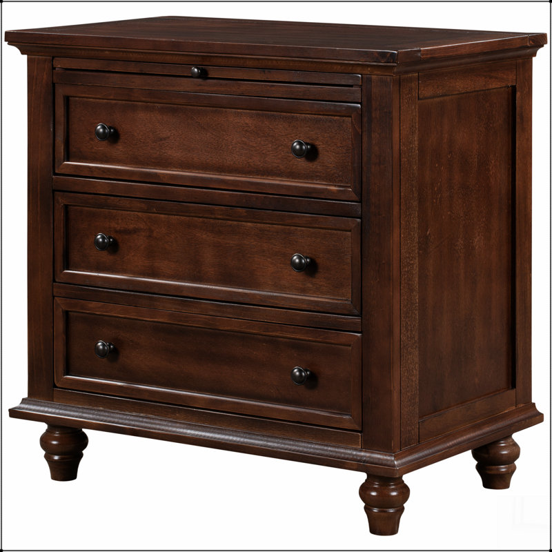 3-Drawer Storage Wood Cabinet, End Table with Pull out Tray