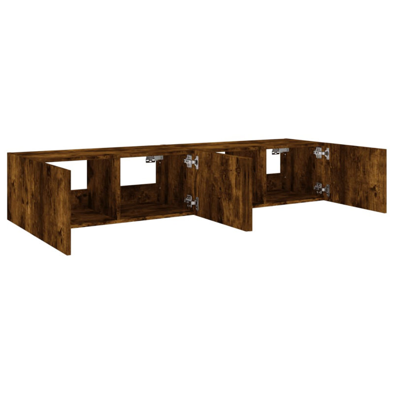 Darrias Unfinished TV Stand for TVs up to 70", Smoked Oak
