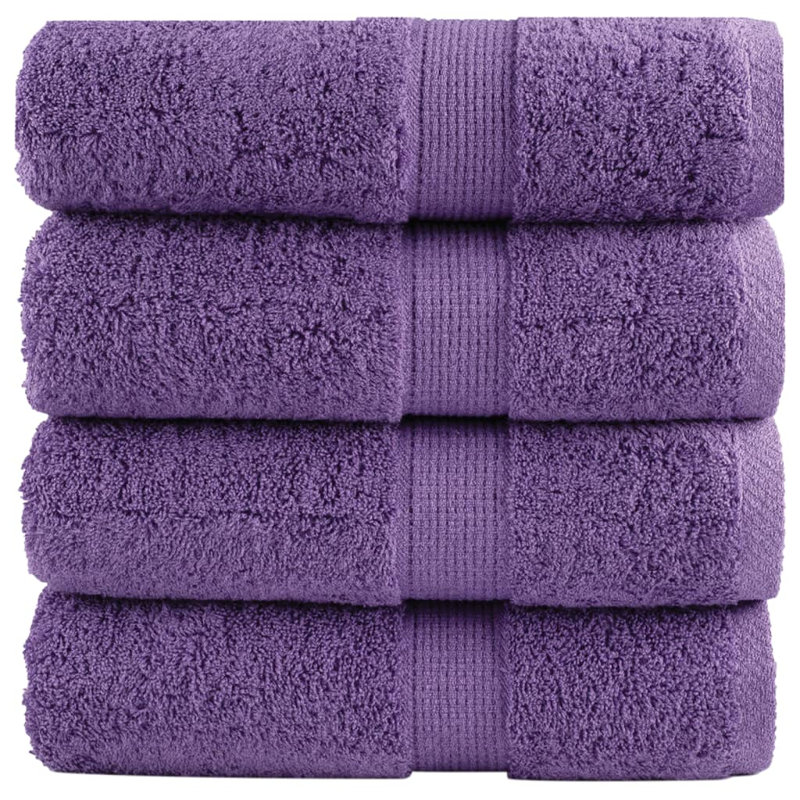 Premium Bath Towels SOLUND 600Gsm, 50cm L x 30cm W, Purple, Hand Towels - 4 Pack