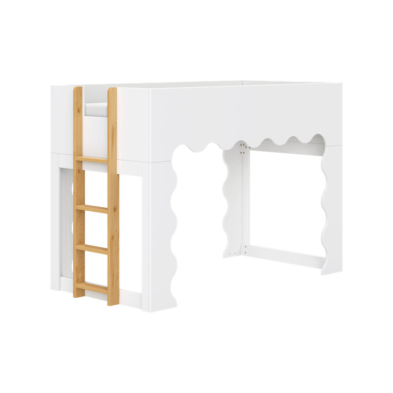 Lido Wave Convertible Low Loft Twin Bed, White/Honey