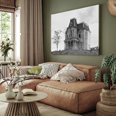 Abandonné maison victorienne noir et blanc, affiche d'art mural