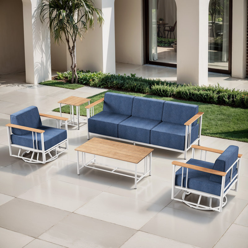 Ensemble de conversation d'extérieur pour 5 personnes avec table et chaises pivotantes Coan Archlebov