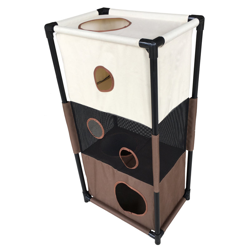 Meuble pour chat Pet Life Kitty-Square Obstacle, Kaki / Brun