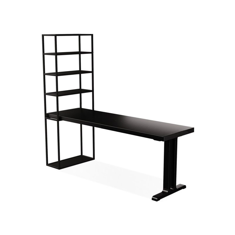 Black Rectangular Solid Wood + Iron Desk, 84.65" H x 62.99" W x 23.62" D