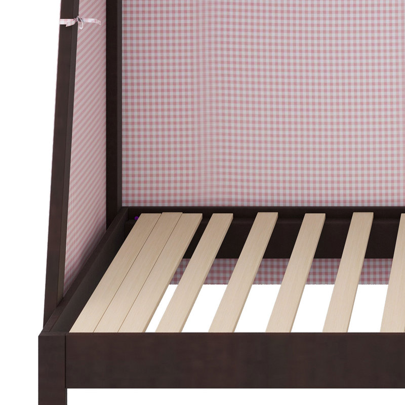 Lit pour enfant avec lit gigogne, tablette, tente de jeu et lumière, Espresso