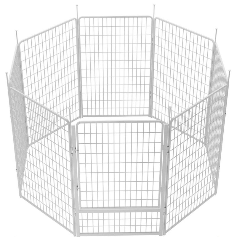 Panneaux de enclos pour chien multi-tailles en métal avec 1 porte, H 50 po x l 321,6 po, Blanc