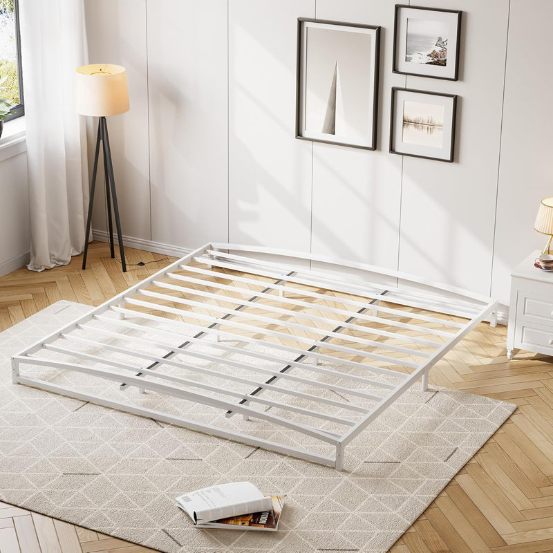 Low Bed Frame Full Size - 6/10 Inch Heavy Duty Metal Platform Mattress Foundation No Box Spring Needed  Noise-Free
