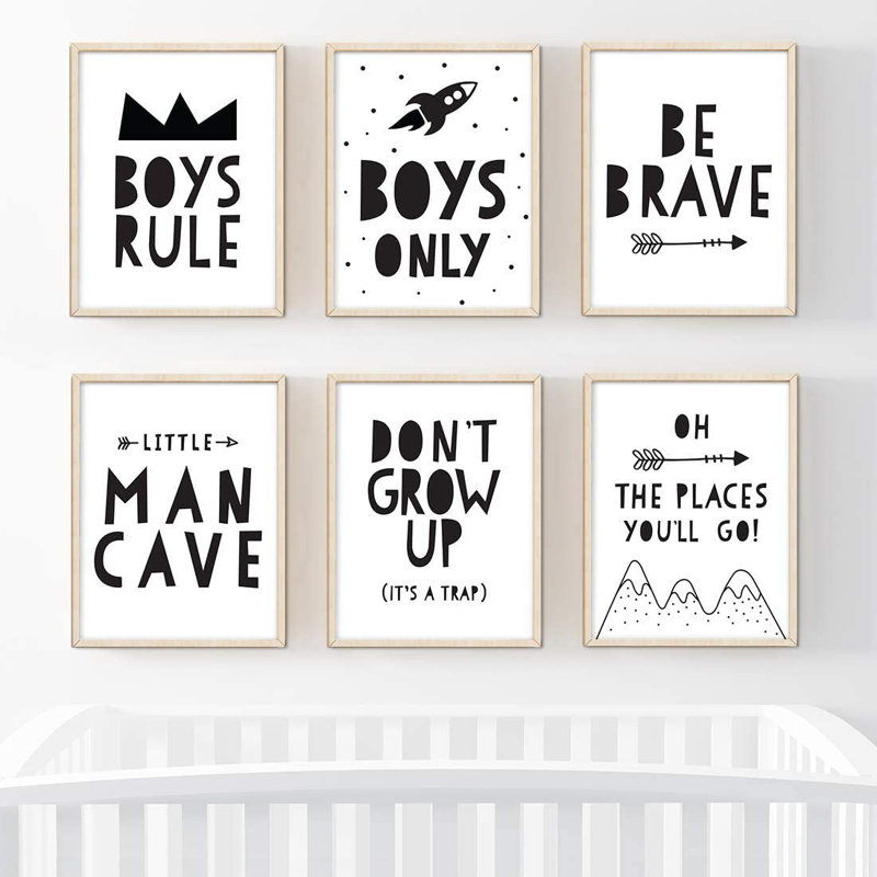 Delatte, garçons, règle, Little Man Cave, ensemble de 6 impressions sur papier