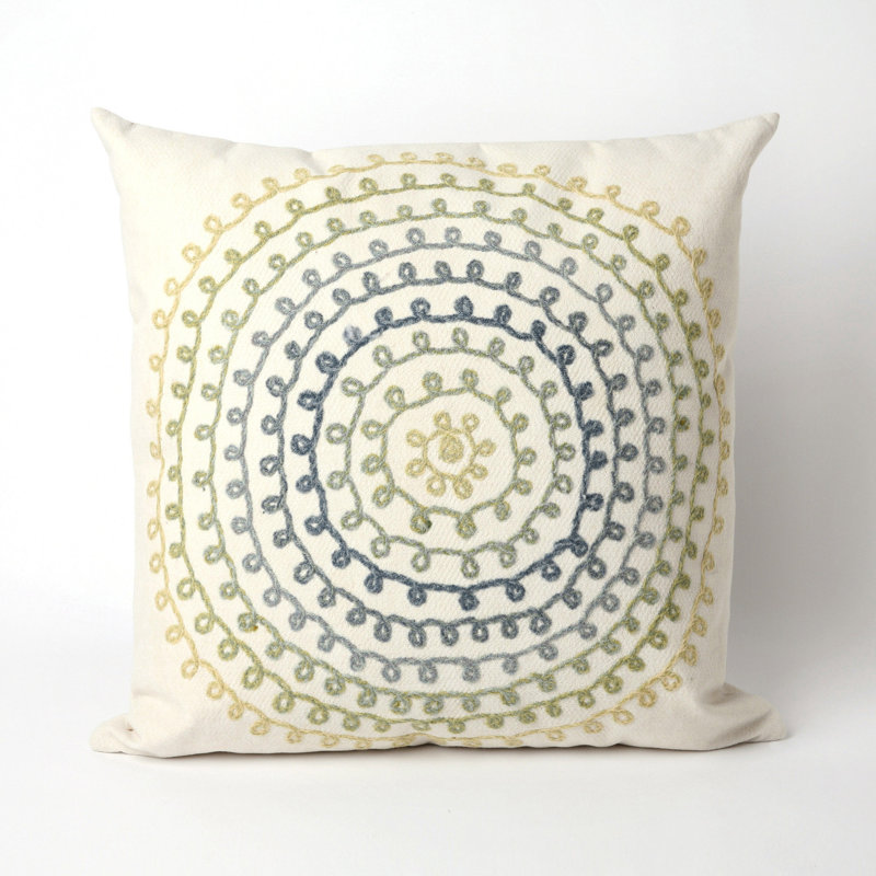  Outdoor Square Pillow Cover & Insert, White/Blue, 20" x 20"