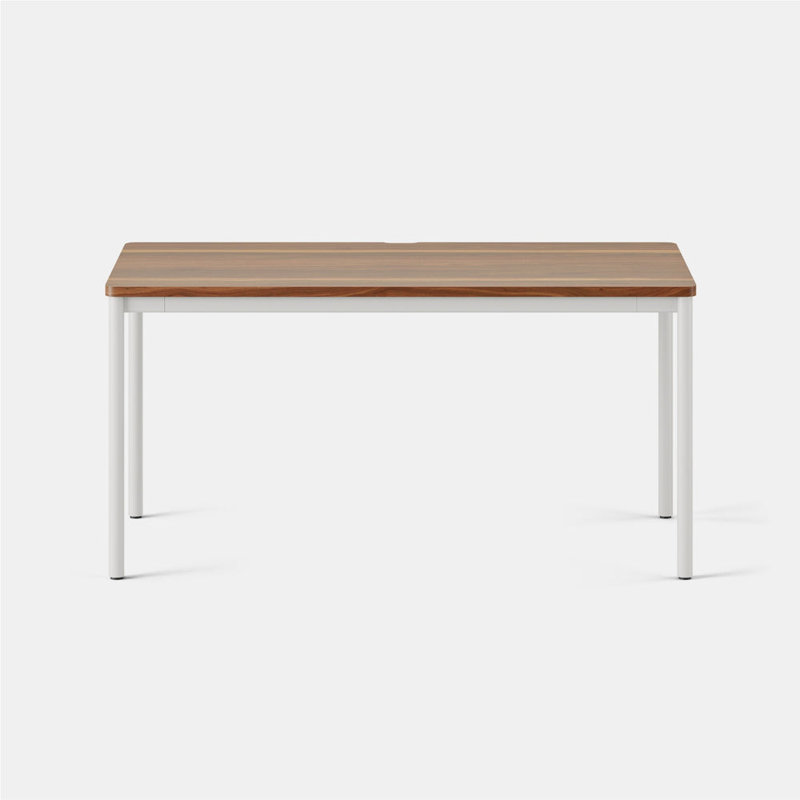 Daily Desk, 28.5" H x 58" W x 27" D, White, Walnut