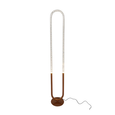 Contemporary LED Floor Lamp - Modern Bronze Metal Standing Light with Arched Design for Living Room Centerpiece, Bedroom & Office Lighting
