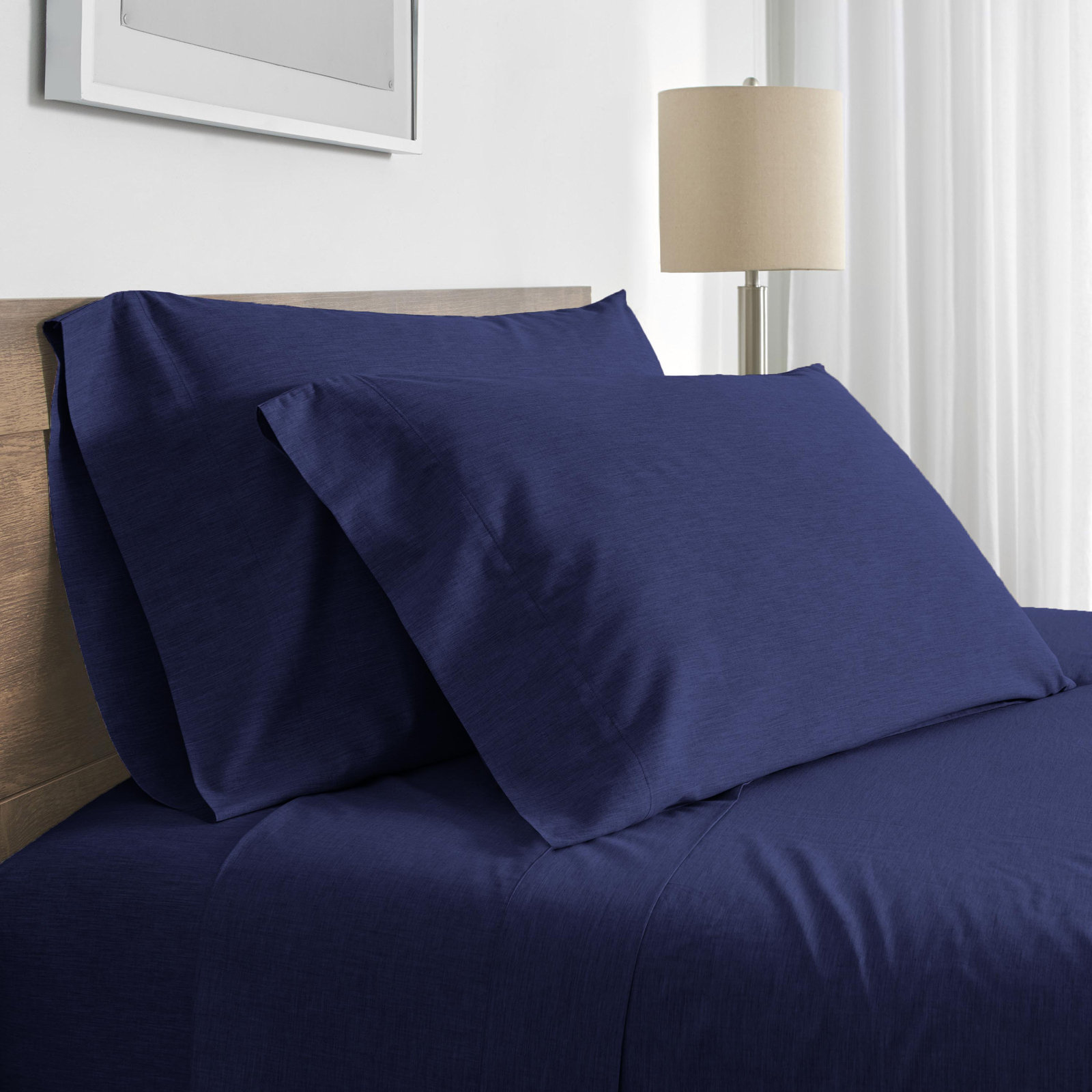 Modern Living 300 Thread Count 100% Cotton Sateen Sheet Set, Evening Blue, King Flat Sheet + 1 Fitted Sheet + 2 Pillowcases