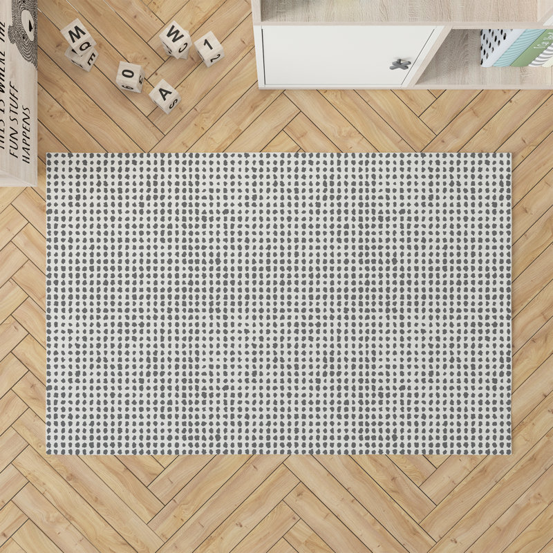 Grunge Row Kids Play Mat, Rectangle 3' x 5', Ivory/Charcoal