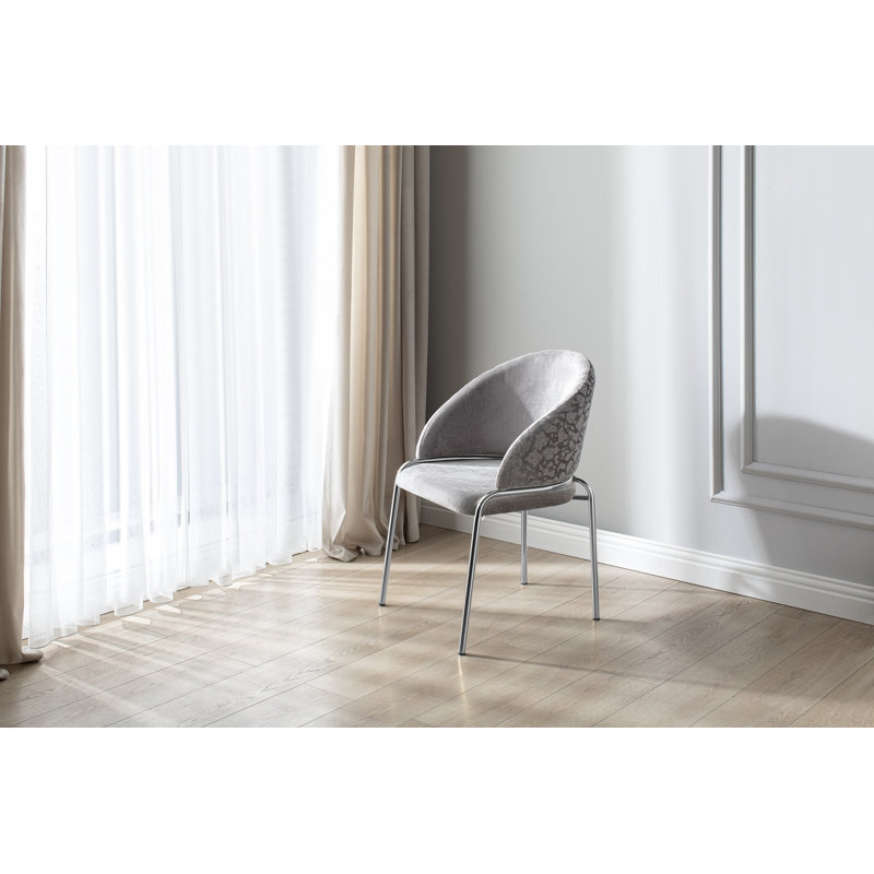 Onyx Velvet Side Chair, Stainless Steel, Light Gray