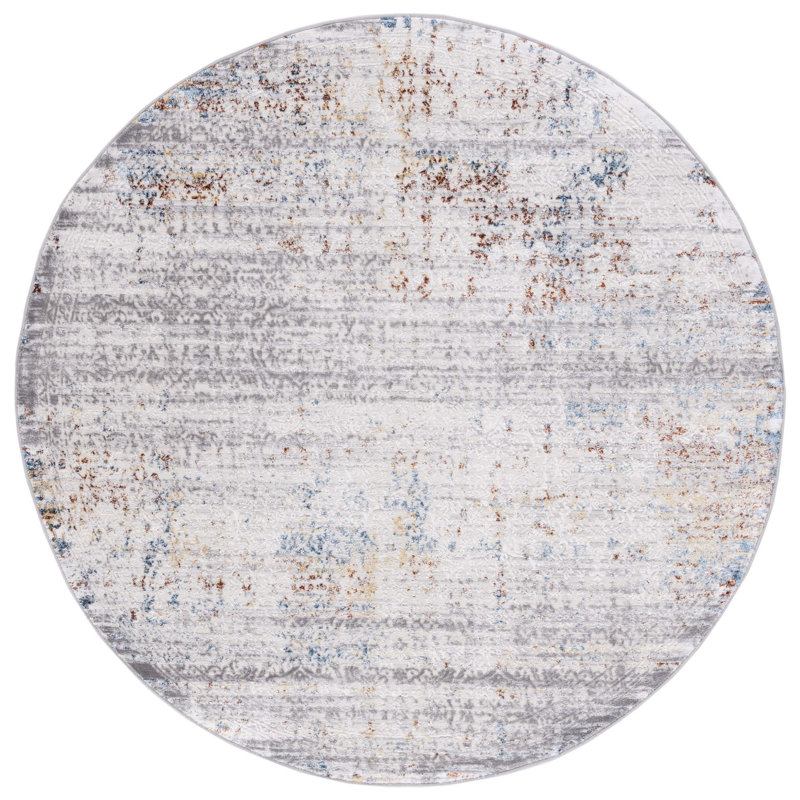 Tapis gris / gris clair Minyard 239, Rond 6 pi 7 po