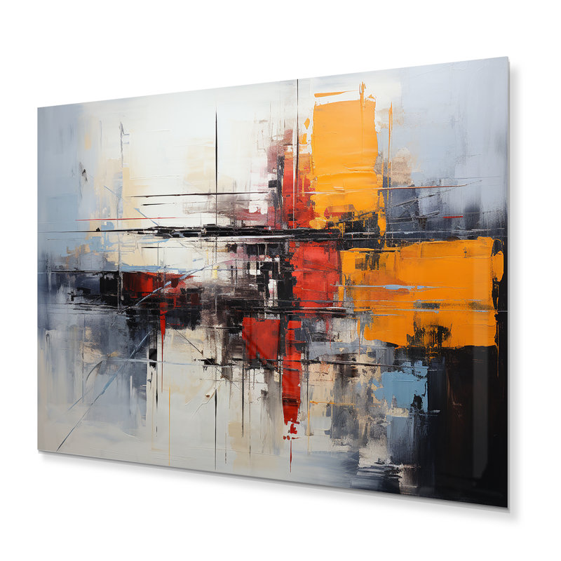 Asian Art Abstract Expression II - abstrait, collage, art mural en métal, H 12 po x l 20 po x P 1 po