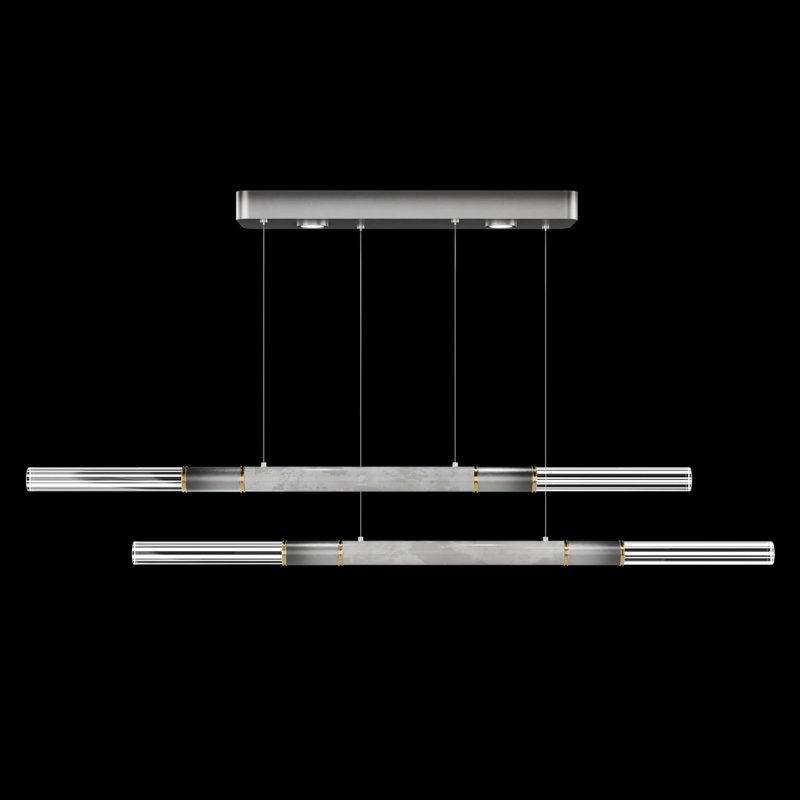 Antonia 71"W Linear Pendant, Brass/Ombre Silver/Smoke