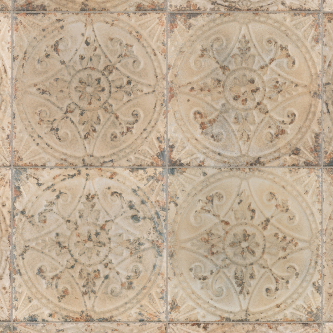 Saja Vintage 13" x 13" Ceramic Patterned Wall & Floor Tile Merola Tile