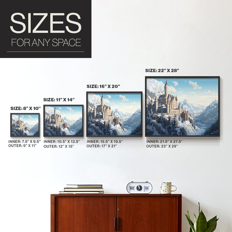 Landscape Series-CVII -Framed Print - Restickable, 11" H x 14" W, Black