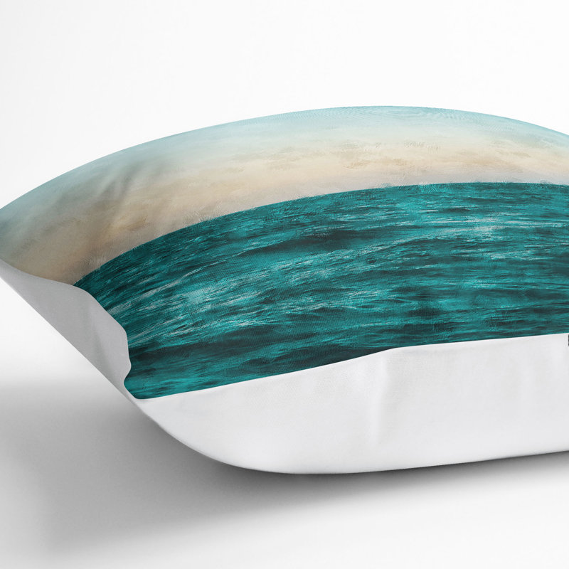 Ocean Stripe Painting Cushion with Filling, 40cm H x 40cm W x 15cm D, White